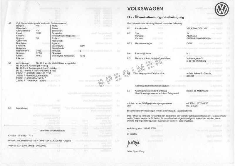 Obtenir un certificat de conformité Volkswagen  gratuitement
